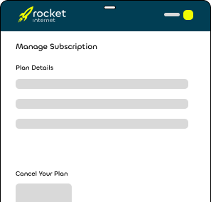 Mobile view of Rocket Internet Manage Subscription section of account