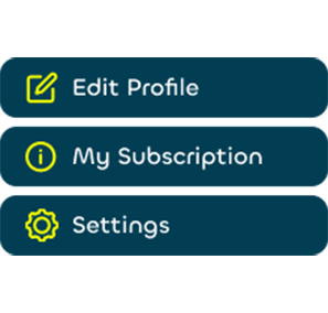 Mobile view of Rocket Internet profile edit icons and menu items