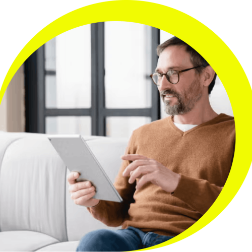 man using tablet